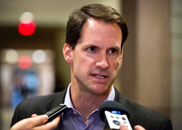 Representative Jim Himes (D-CT) speaks to the media after attending a closed meeting for members of Congress on the situation in Syria at the U.S. Capitol in Washington September 1, 2013.