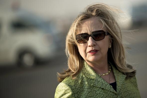 Hillary Clinton wearing sunglasses