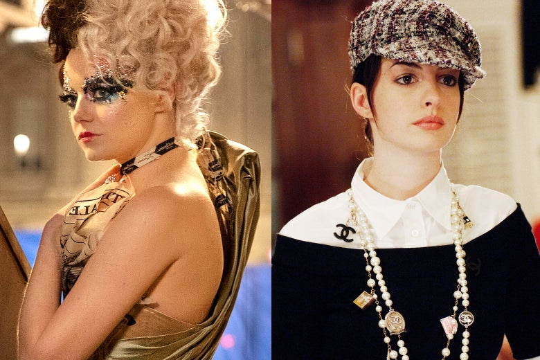 Emma Stone in Cruella and Anne Hathaway in The Devil Wears Prada.