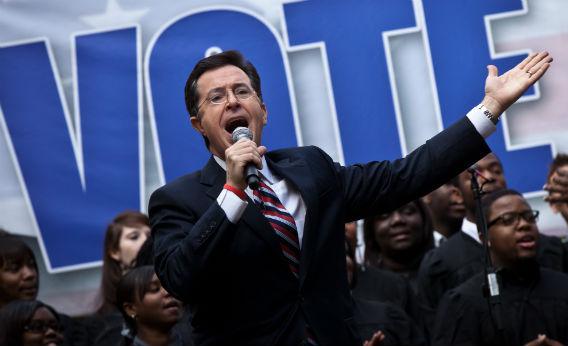 Stephen Colbert hosts a rally.