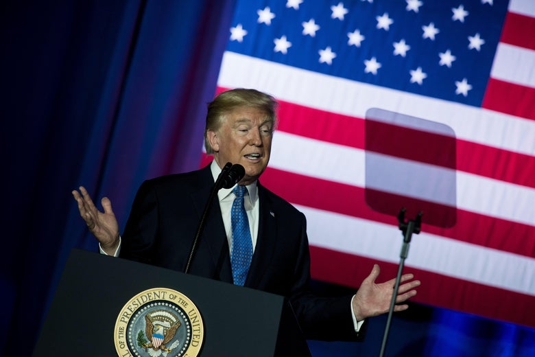 US President Donald Trump speaks about tax reform at the Indiana Farm Bureau building on the Indiana State Fairgrounds September 27, 2017 in Indianapolis, Indiana. / AFP PHOTO / Brendan Smialowski (Photo credit should read BRENDAN SMIALOWSKI/AFP/Getty Images)