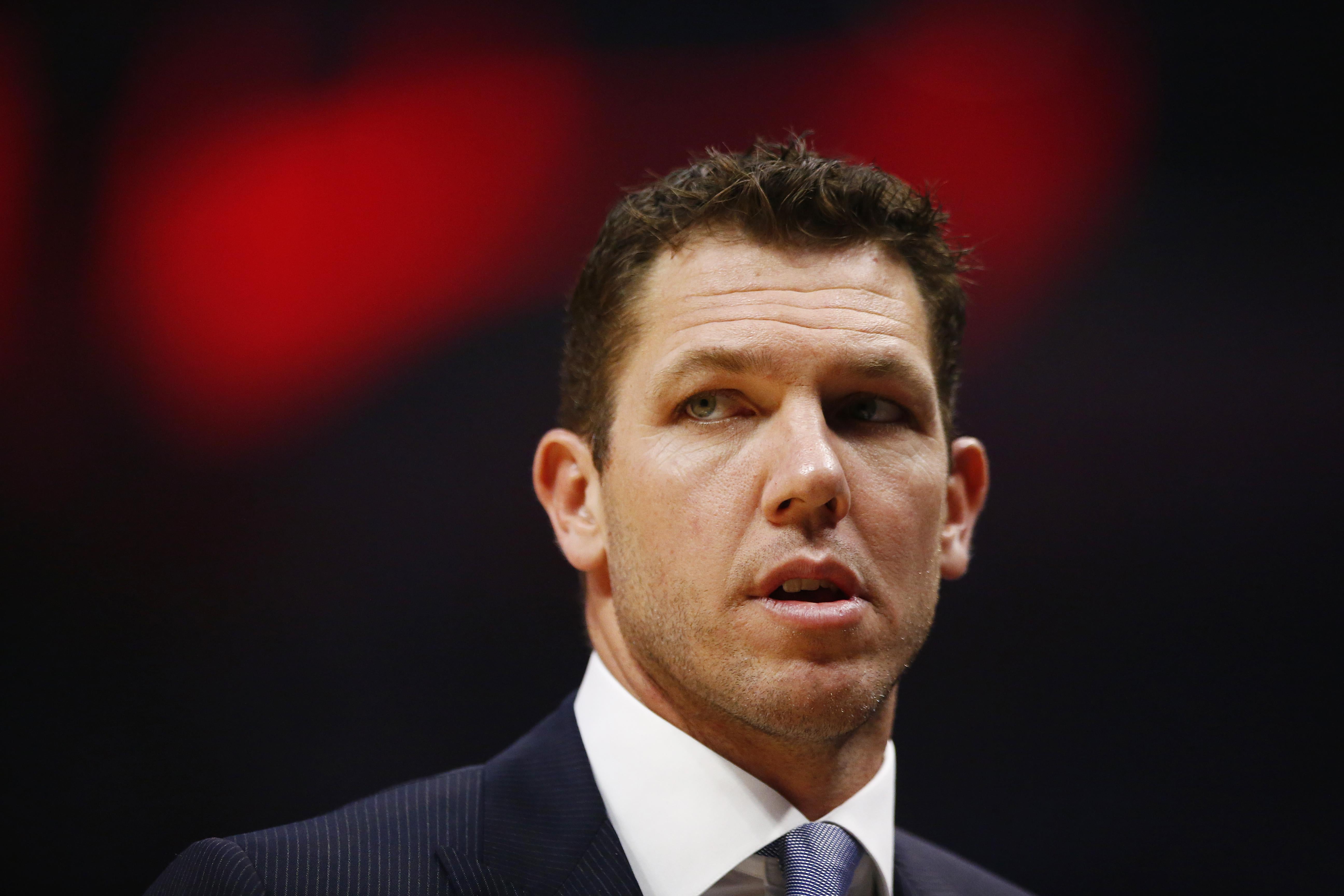 Luke Walton during a Los Angeles Lakers game at Staples Center on April 5, 2019 in Los Angeles, California.