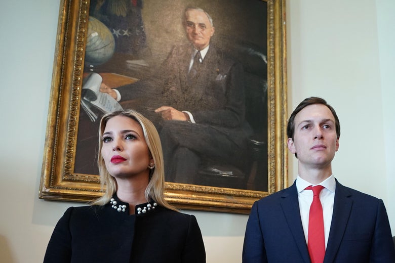 Ivanka Trump and Jared Kushner attend a Cabinet meeting in the Cabinet Room of the White House on March 8, 2018 in Washington, DC.