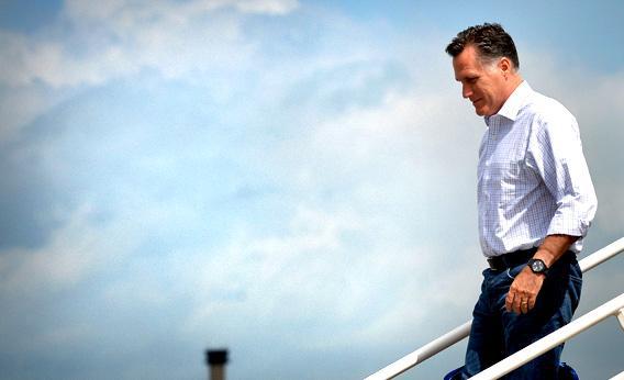 US Republican presidential candidate Mitt Romney arrives at Tampa.