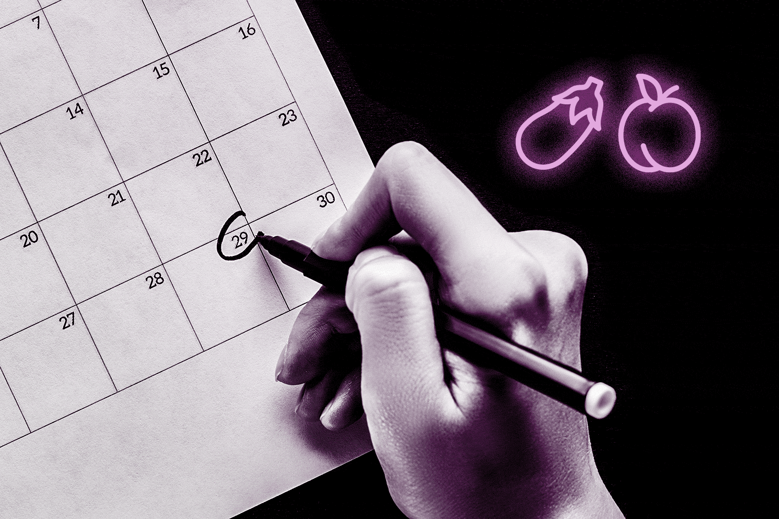 Someone drawing a circle on a calendar.