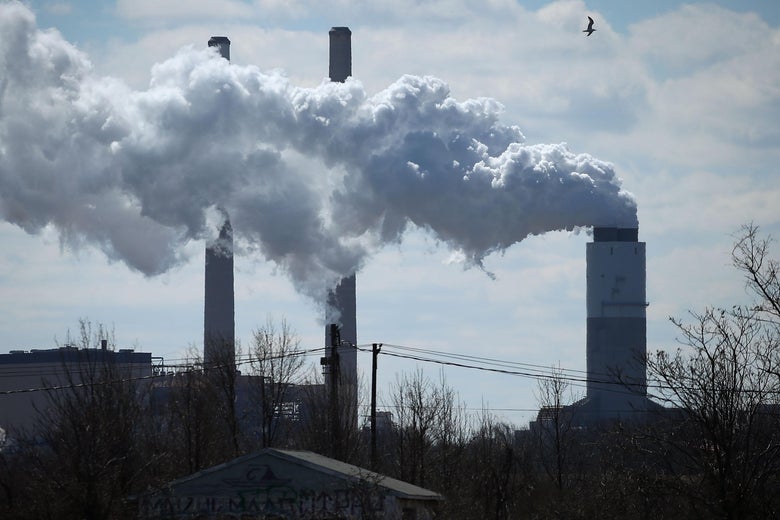 Emissions spew from a large stack at the coal fired Brandon Shores Power Plant, on March 9, 2018 in Baltimore, Maryland.