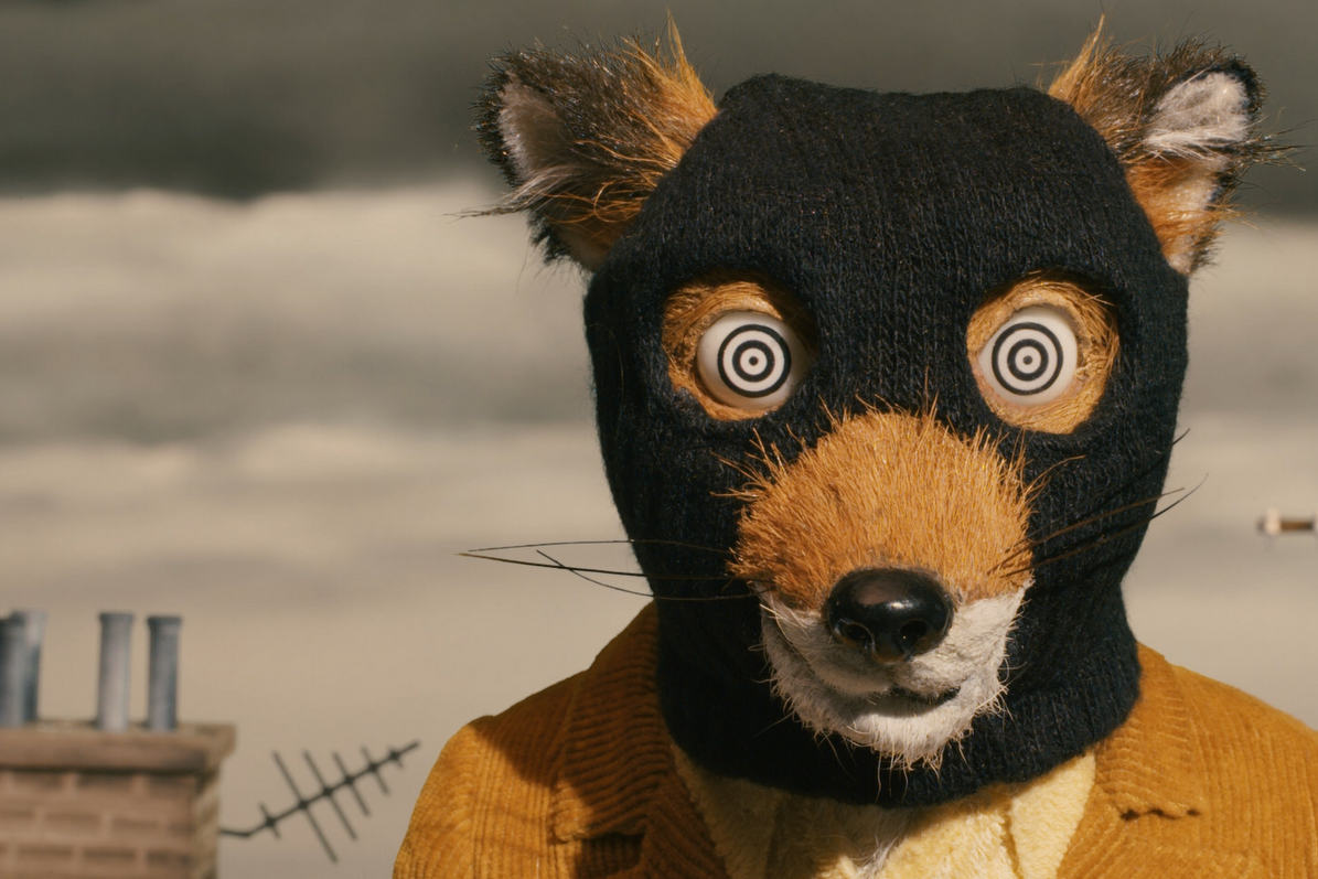 An animated fox with a ski mask on stares at the camera with wide spiraling eyes.