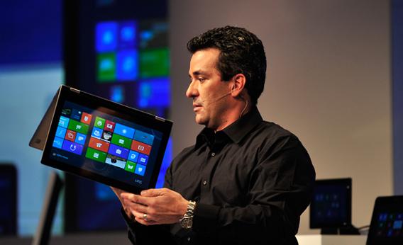 Corporate Vice President Mike Angiulo demonstrates Windows 8 