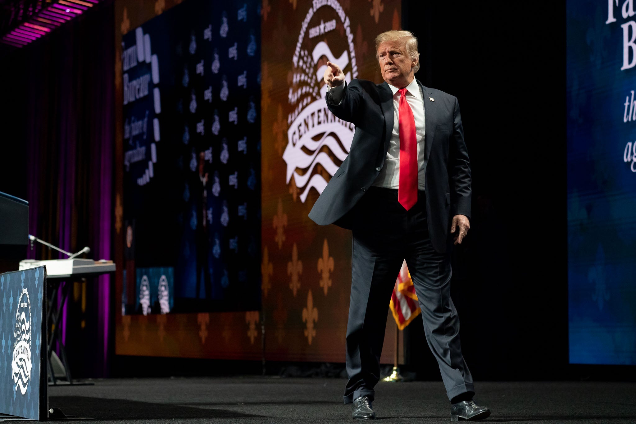 President Donald Trump delivers remarks during the American Farm Bureau Federation’s 100th Annual Convention on January 14, 2019 in New Orleans, Louisiana.