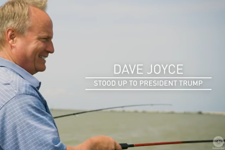 A still from Rep. Dave Joyce's ad, showing the congressman fishing on Lake Erie.