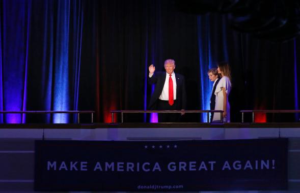 Trump Gives Victory Speech In New York.