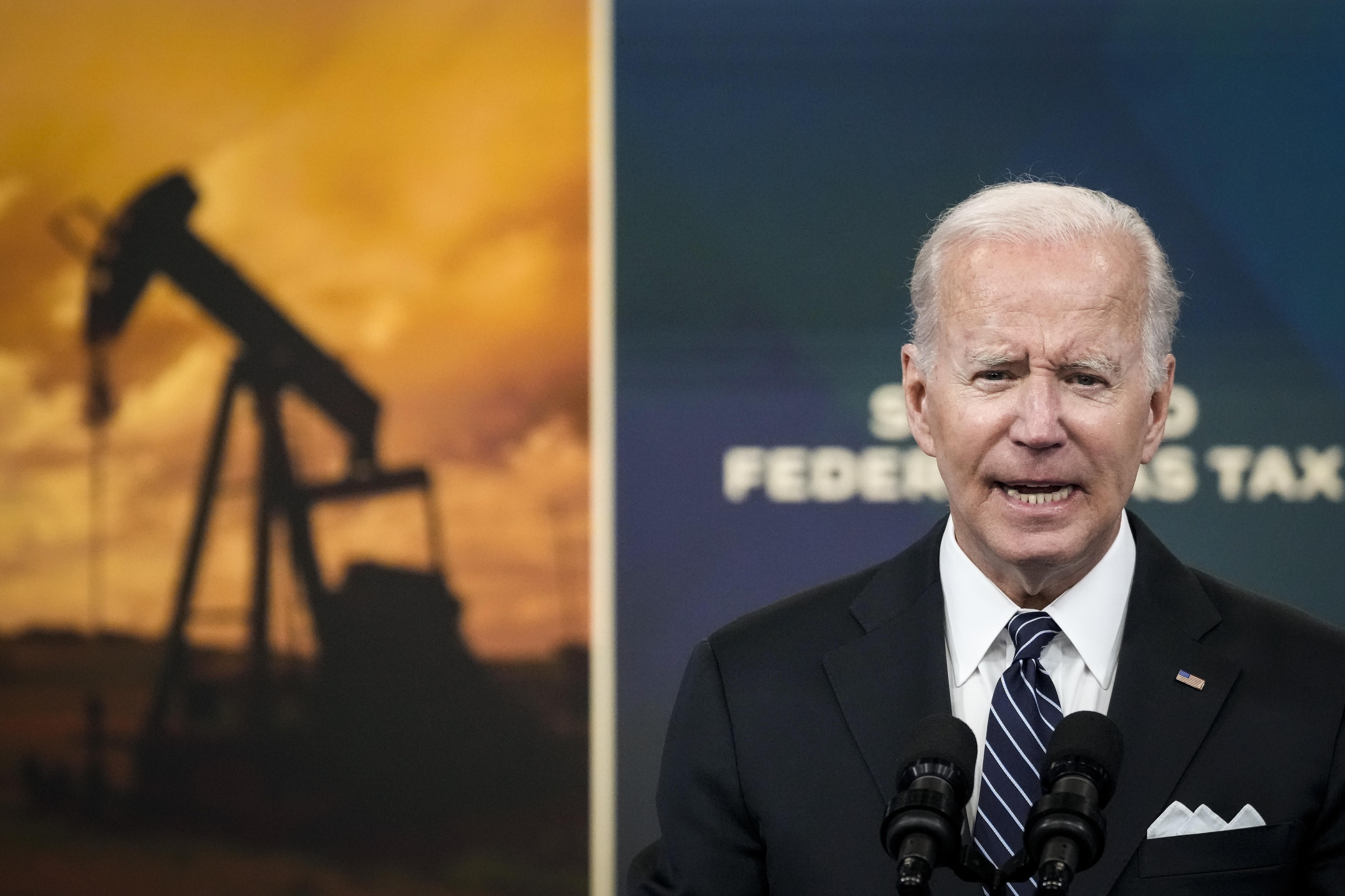 U.S. President Joe Biden speaks about gas prices in the South Court Auditorium at the White House campus on June 22, 2022 in Washington, DC. Biden called on Congress to temporarily suspend the federal gas tax. (Photo by Drew Angerer/Getty Images)