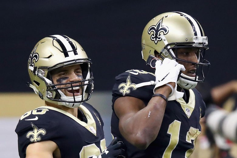 Michael Thomas' cell phone homage to Joe Horn won the Saints-Rams game.