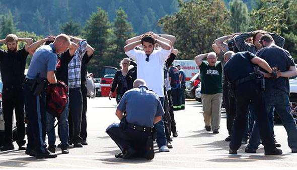 Bag inspection after shooting at Umpqua Community College Oregon
