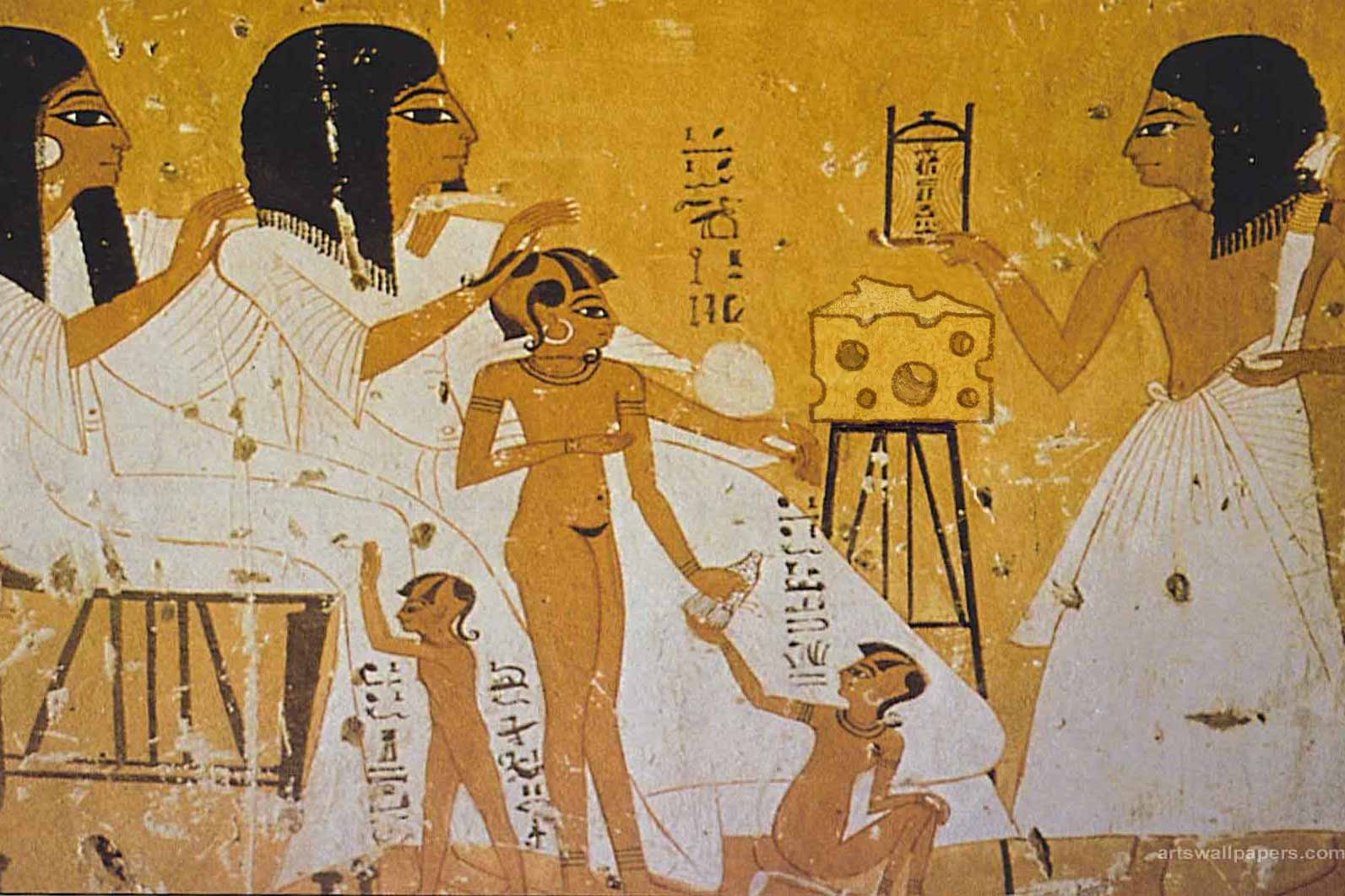 Artist’s depiction of how great it must have been to eat this tomb cheese when it was fresh.