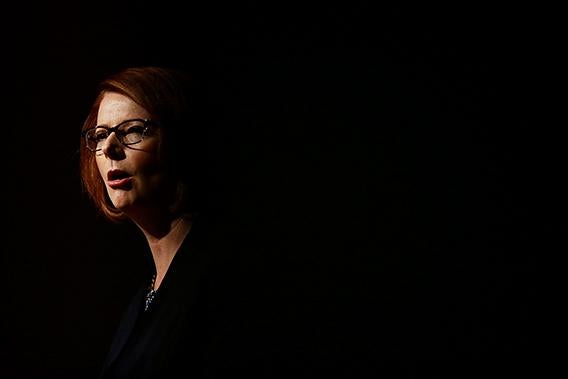 Australian Prime Minister, Julia Gillard addresses party members at the University of Western Sydney on March 3, 2013 in Sydney, Australia.