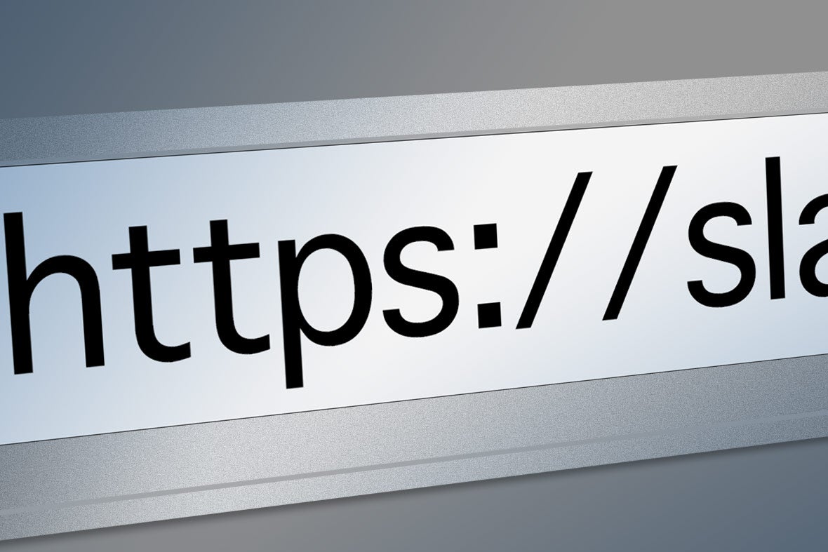 A browser search bar with https://slate.com as the URL