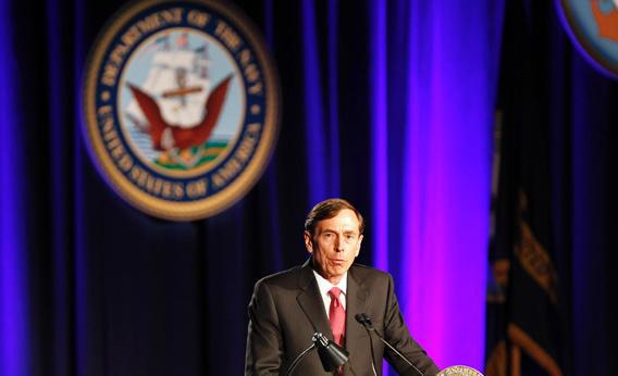 Former CIA director and retired general David H. Petraeus speaks as the keynote speaker at the University of Southern California annual dinner for veterans and ROTC students, in Los Angeles, March 26, 2013.