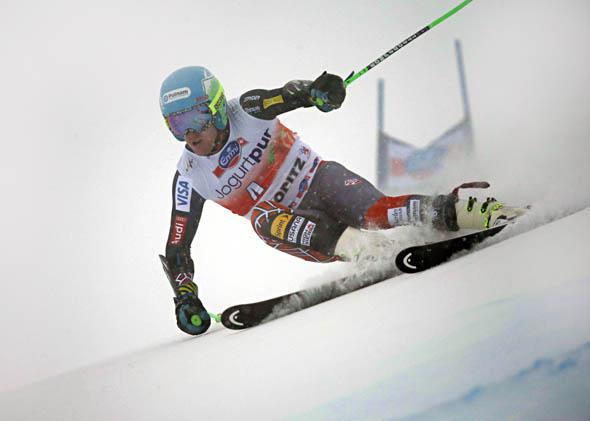 Ted Ligety of the USA takes 1st place during the Audi FIS Alpine Ski World Cup Men's Giant Slalom on February 02, 2014 in St. Moritz, Switzerland.