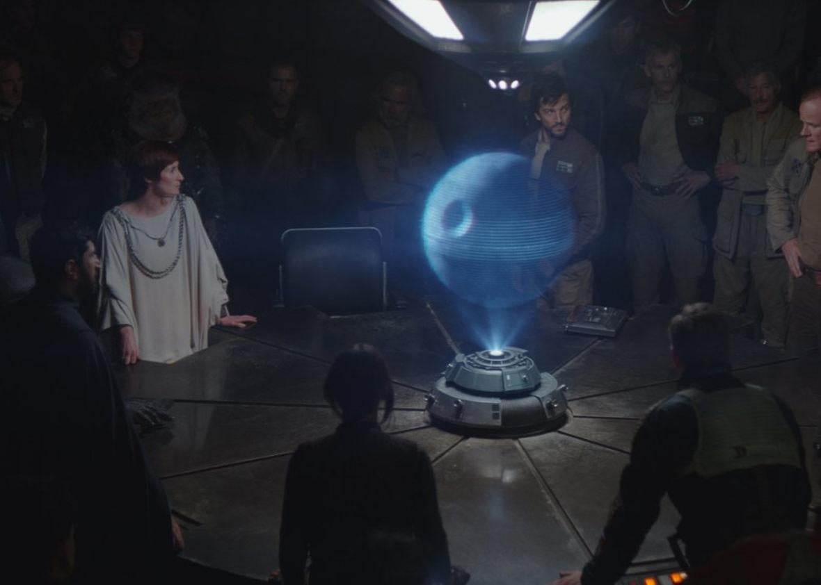 Diego Luna, Ian McElhinney, Genevieve O'Reilly, and Alistair Petrie in Rogue One (2016)