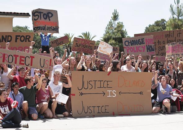 Students protest Stanford's handling of sexual assault cases. 