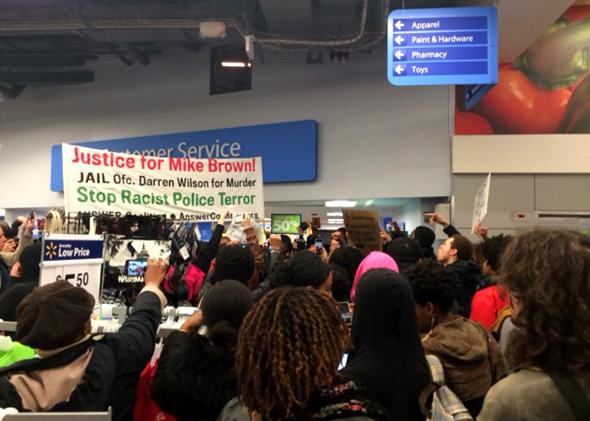 Ferguson protest Washington D.C. in Walmart