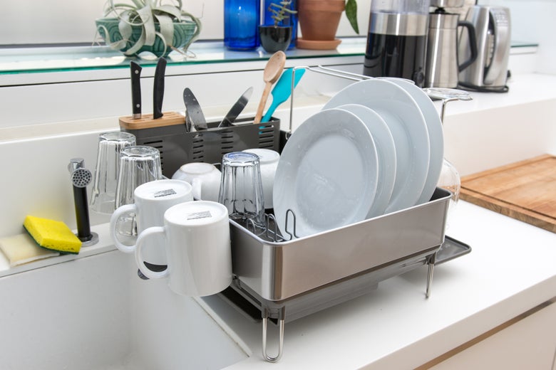 Simplehuman Steel Frame Dishrack with Wine Glass Holder