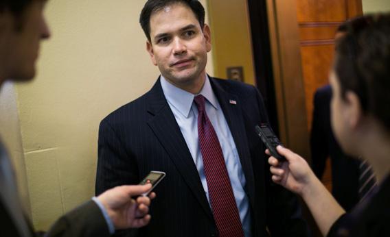 U.S. Sen. Marco Rubio (R-FL) talks to reporters on Capitol Hill March 22, 2013 in Washington, DC.