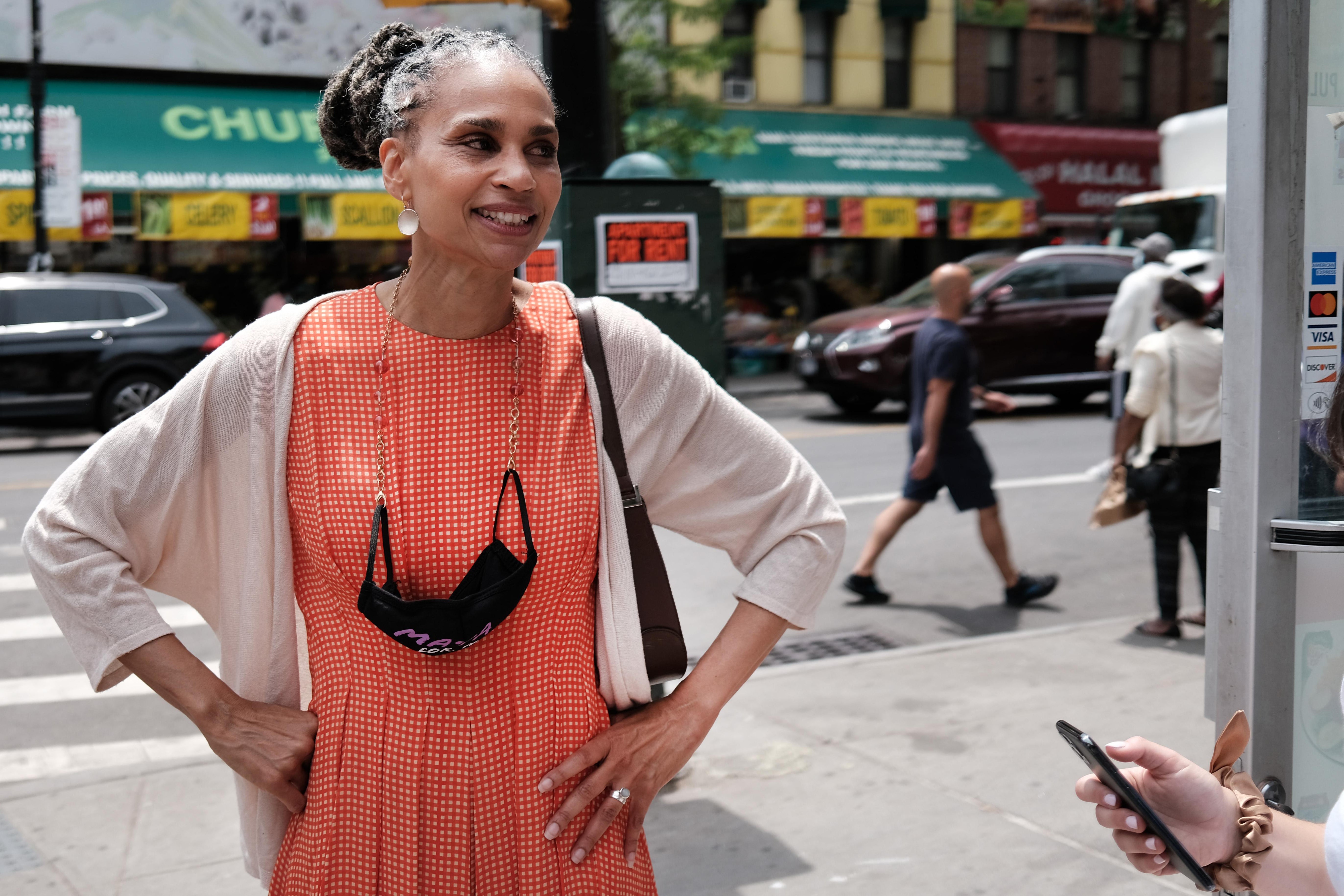 New York City Mayoral candidate Maya Wiley speaks to the media on June 2, 2021 in the Brooklyn borough of New York City. 