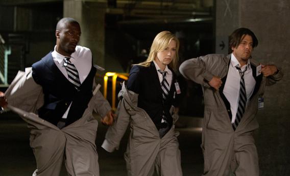 Aldis Hodge, Beth Riesgraf, and Christian Kane in Leverage