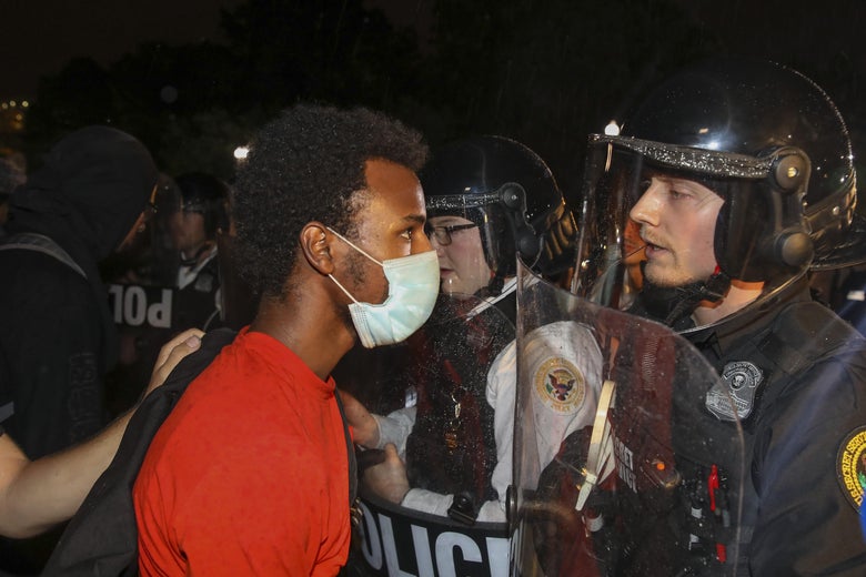 Trump says “vicious dogs” would have met White House demonstrators as protests spread across U.S.