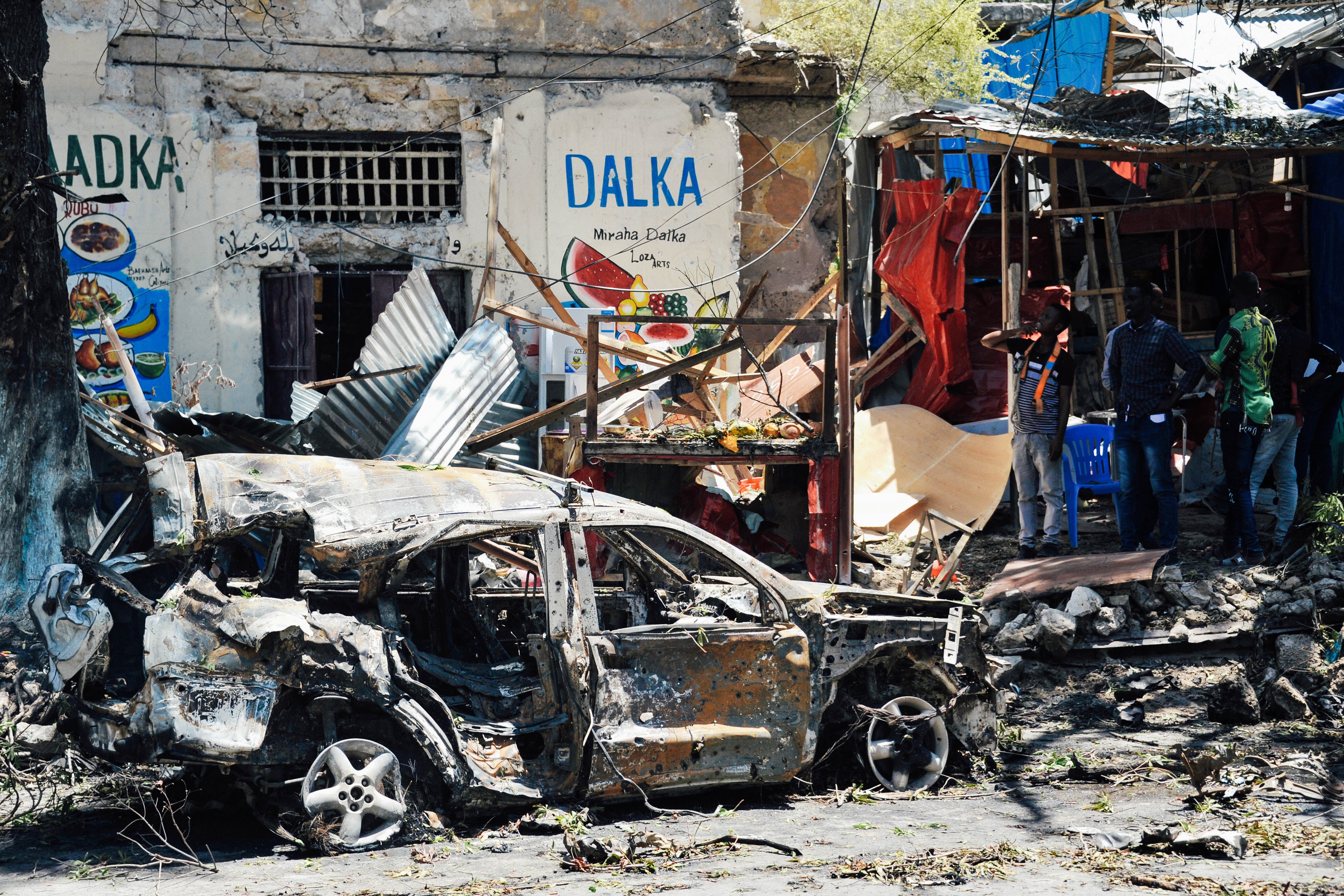 The scene of a car bomb attack in Mogadishu, Somalia.