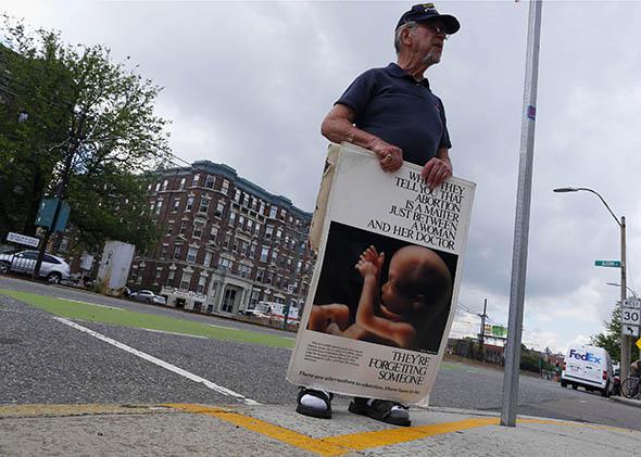 protests outside of a Planned Parenthood on Commonwealth Avenue.