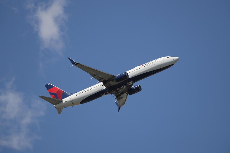 A Delta plane flying in the sky