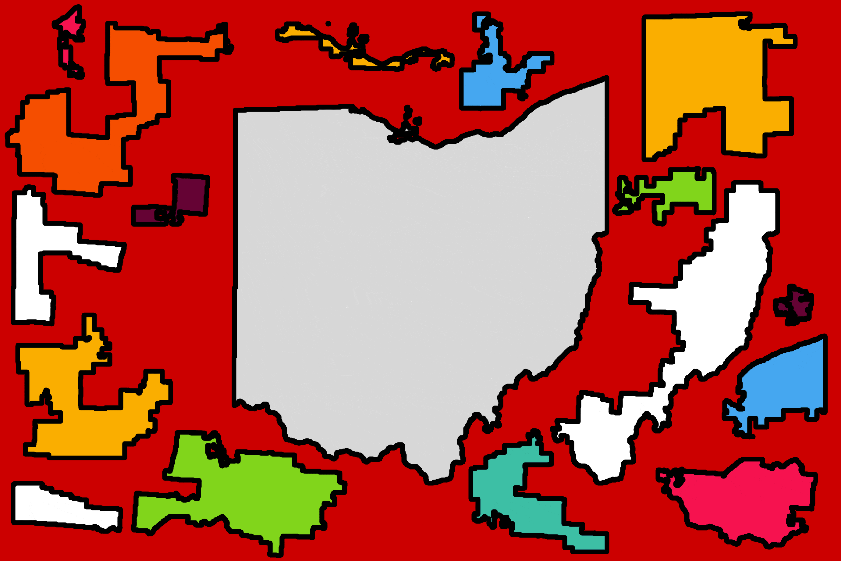 Animated puzzle of Ohio's redistricting map