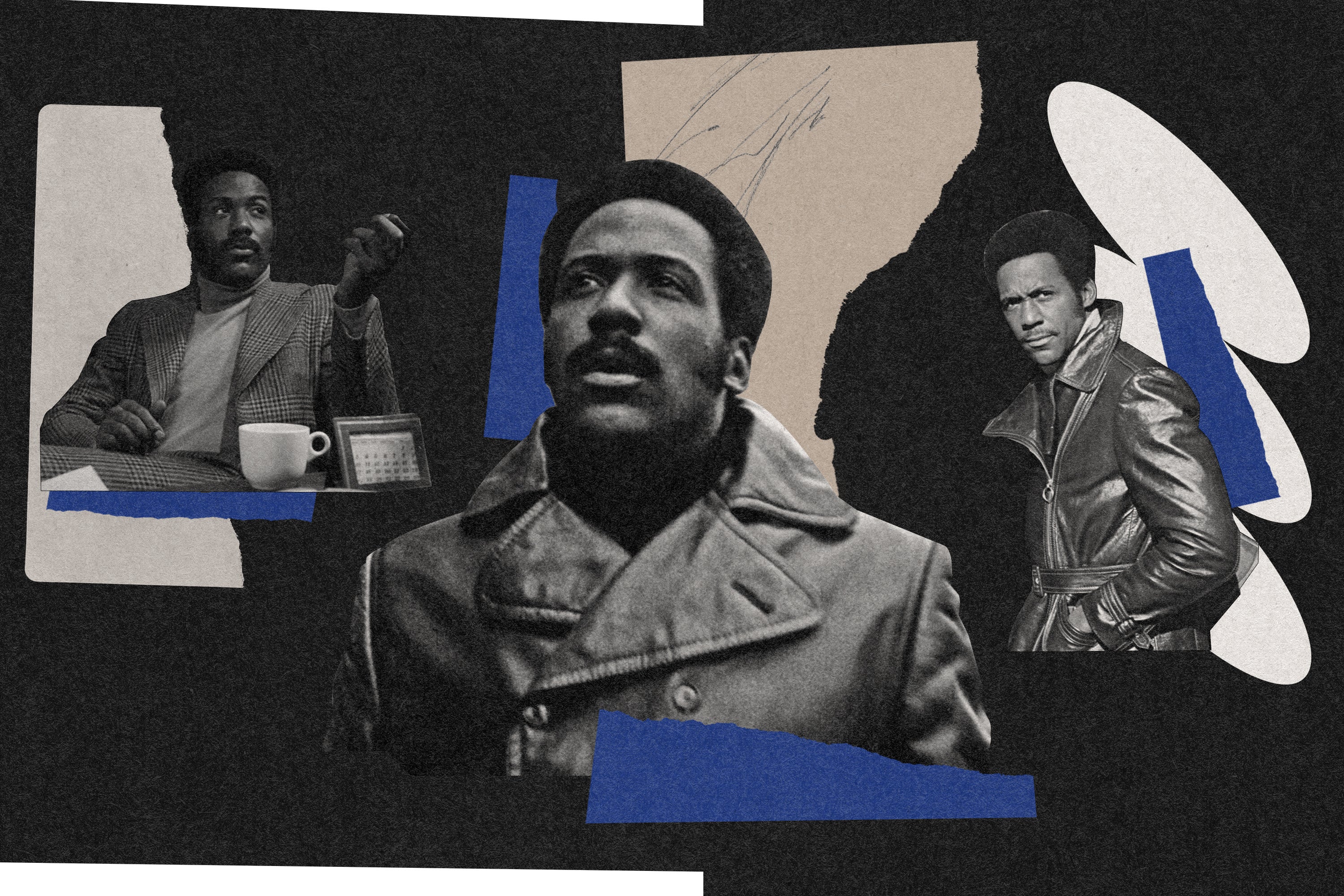 Collage of film stills from the movie Shaft.