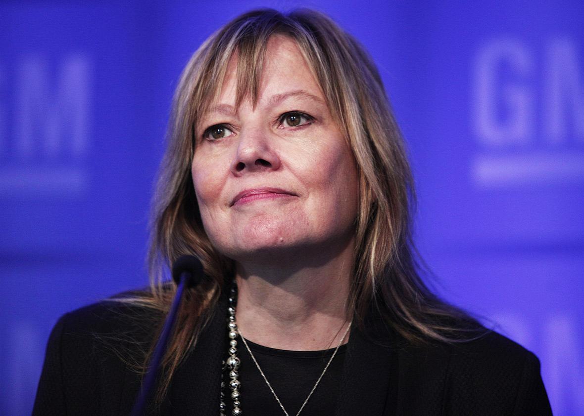 Mary Barra, Chairman and CEO of General Motors, holds a media briefing at the 2016 GM Annual Meeting of Shareholders on June 7, 2016 in Detroit, Michigan. 