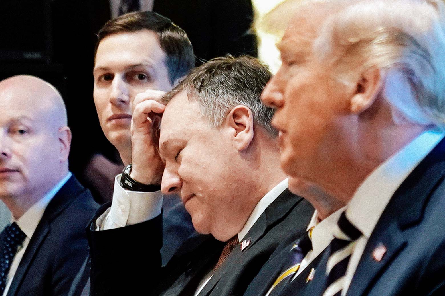 Jared Kushner staring at Donald Trump.