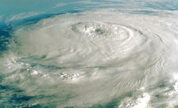 Satellite image of a hurricane.