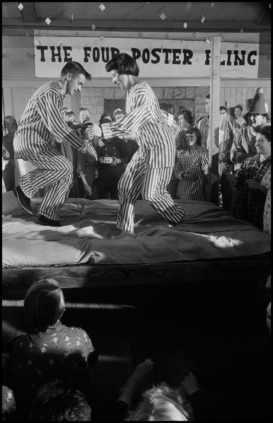 Seattle, Washington. Four Poster Bed Fraternity Party. 1954.