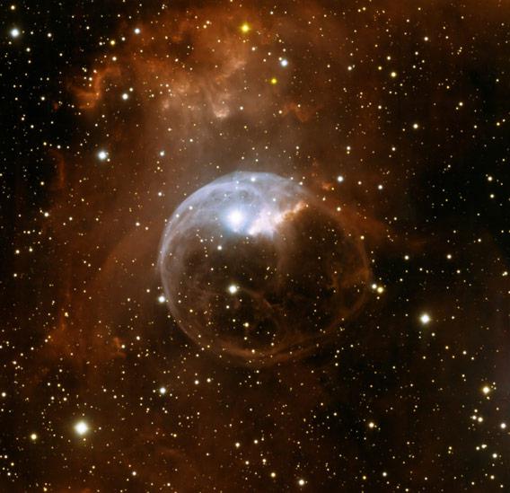 Young massive star blows a bubble in space ten light years across.