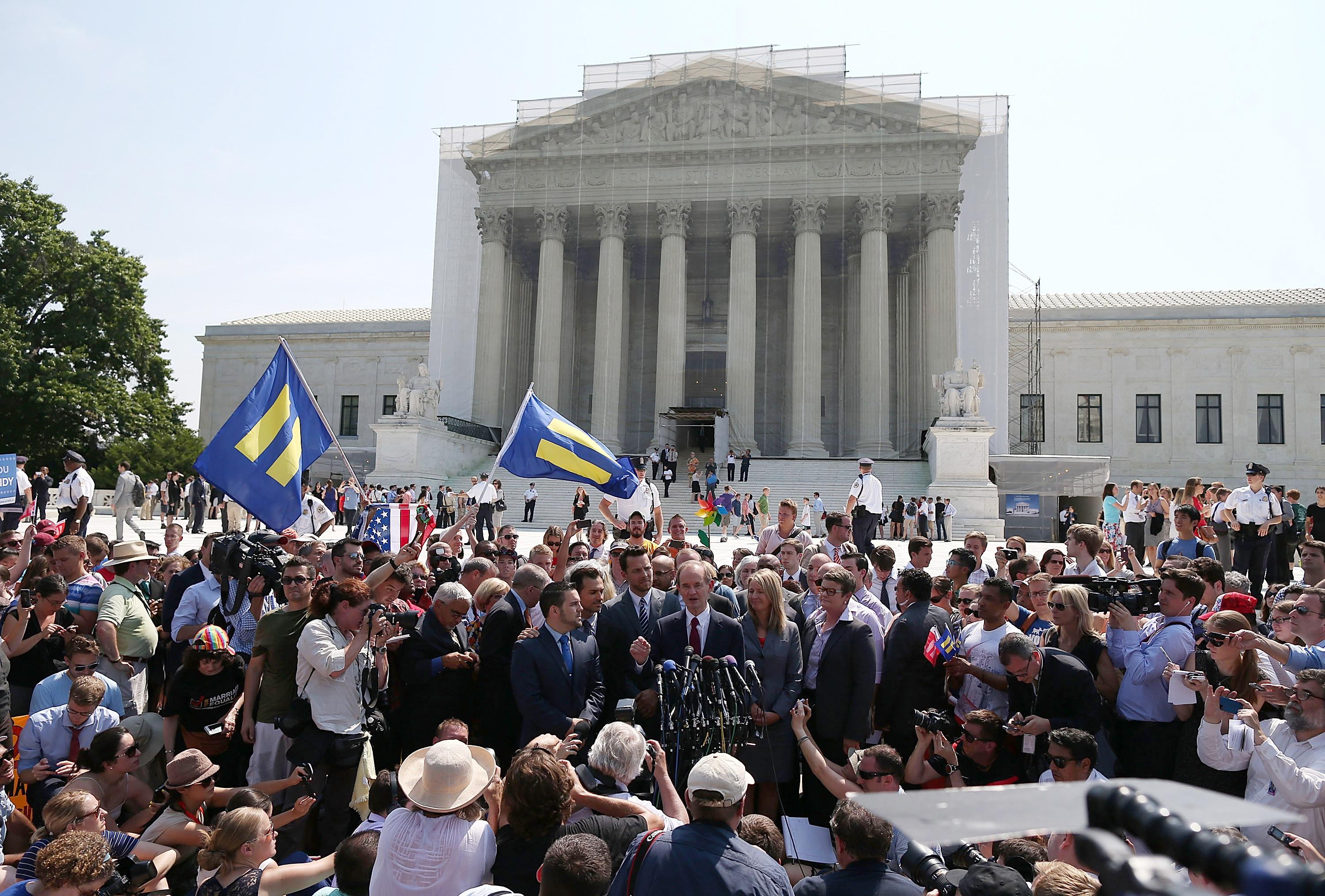 The crowd at the U.S. Supreme Court on June 26, 2013, when the high court struck down the Defense of Marriage Act.