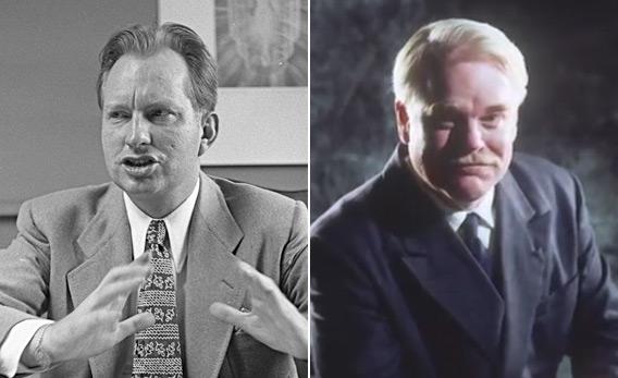L. Ron Hubbard and Philip Seymour Hoffman in "The Master."