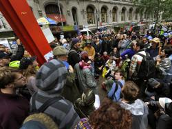 Demonstrators with 'Occupy Wall Street' protest at Zuccotti Park.
