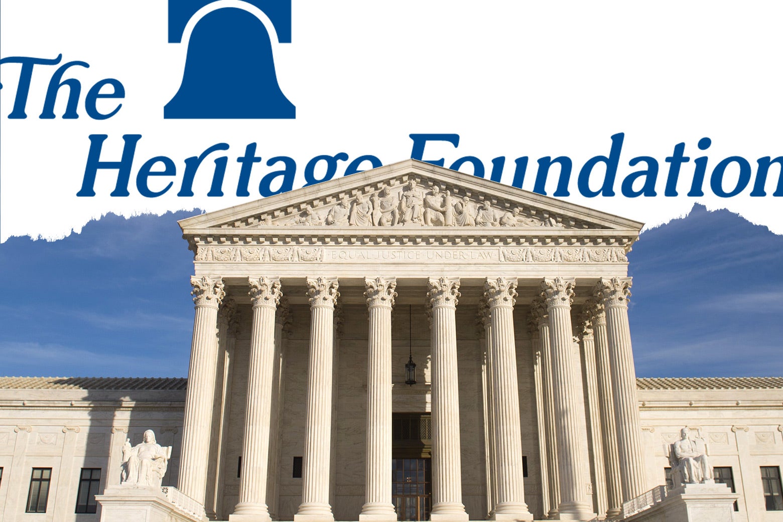 Picture of the Supreme Court with the Heritage Foundation logo superimposed.