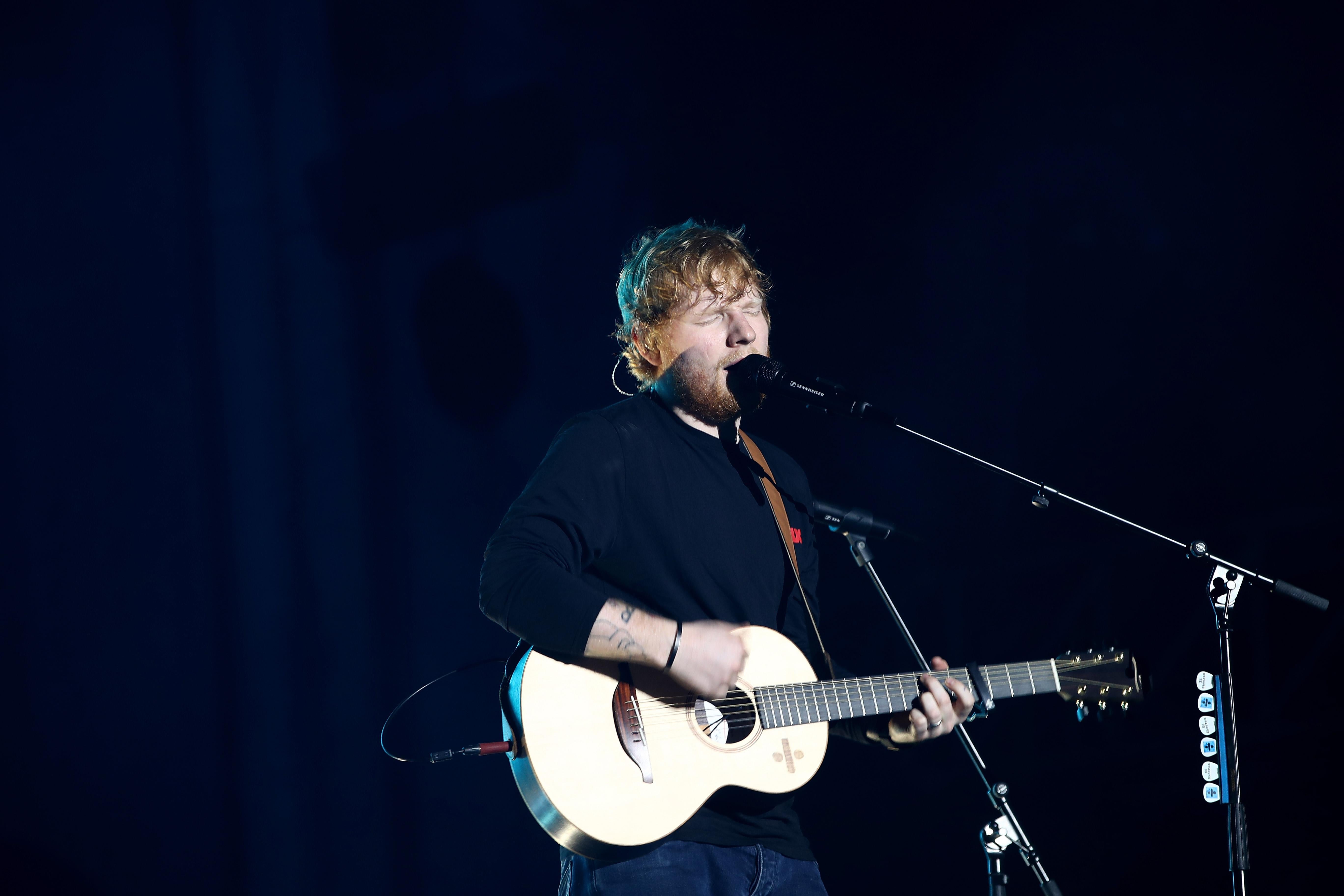 AUCKLAND, NEW ZEALAND - MARCH 24:  Ed Sheeran performs on stage at Mt Smart Stadium on March 24, 2018 in Auckland, New Zealand.  (Photo by Phil Walter/Getty Images)
