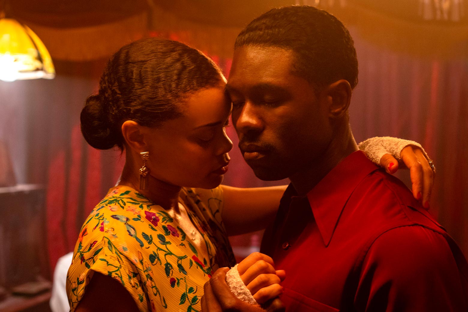 Andra Day and Trevante Rhodes slow dance.