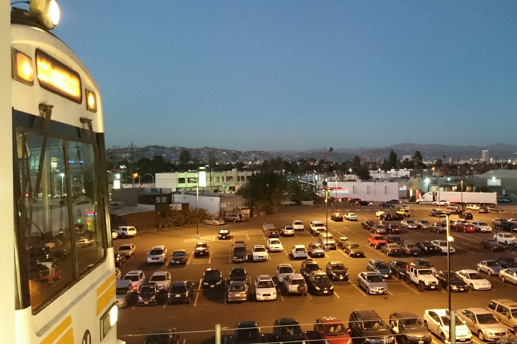 A parking lot near the Los Angeles Expo Line.