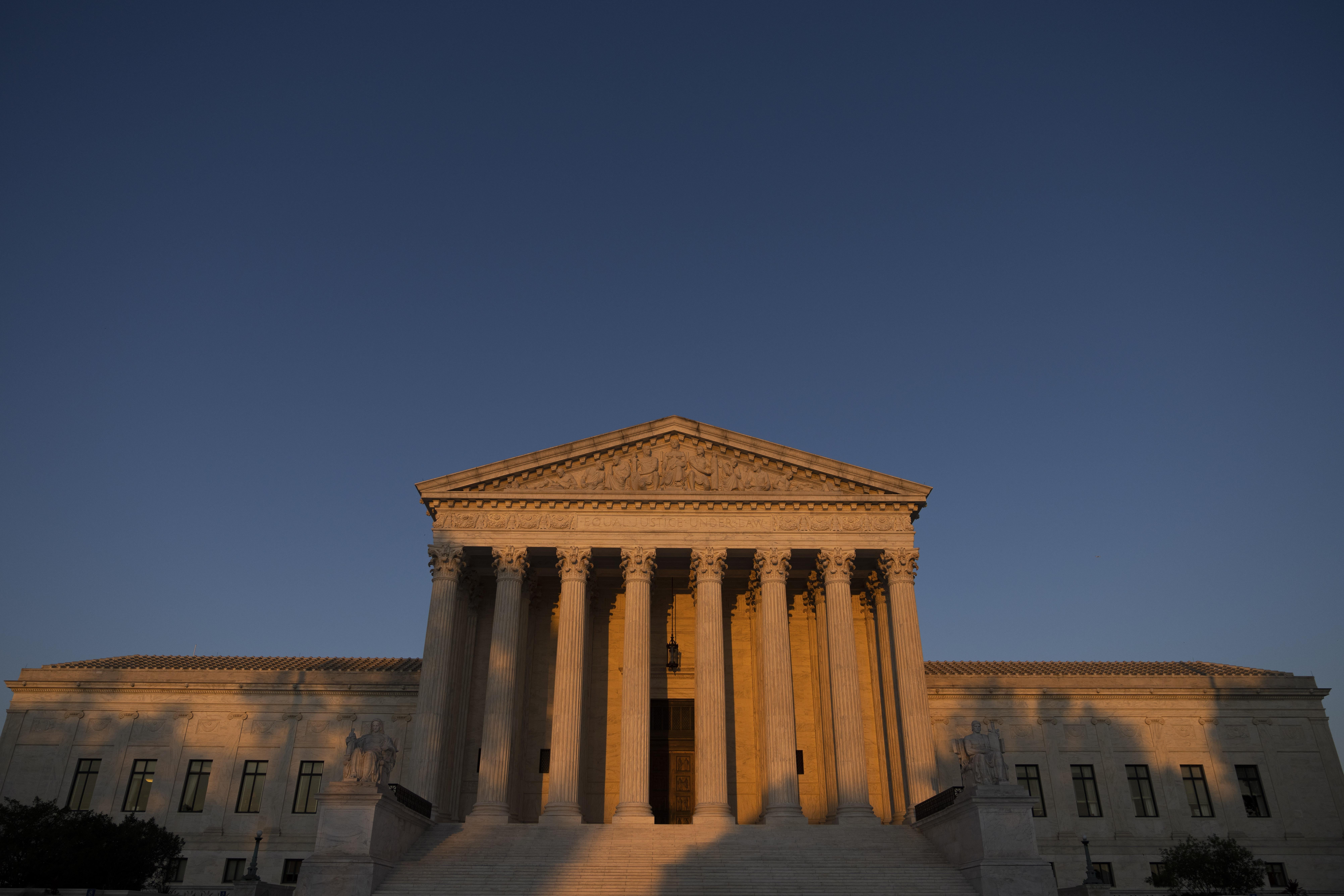 The Supreme Court at sunset.