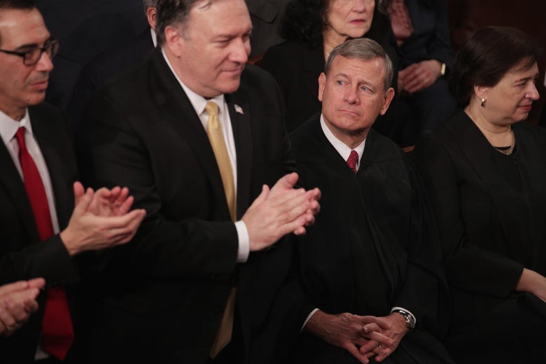 Chief Justice John Roberts looks on during the State of the Union address in the chamber of the U.S. House of Representatives on February 5, 2019 in Washington, D.C. 